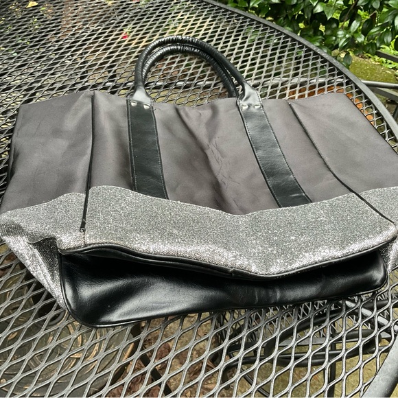 Blingy Stylish Satin Vegan Leather Glitter Double Handle Tote Bag! - Picture 11 of 16